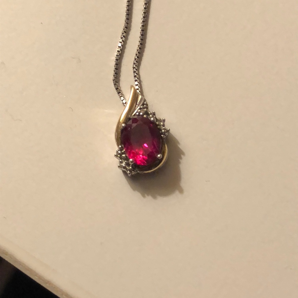 SS and 10k accent ruby necklace